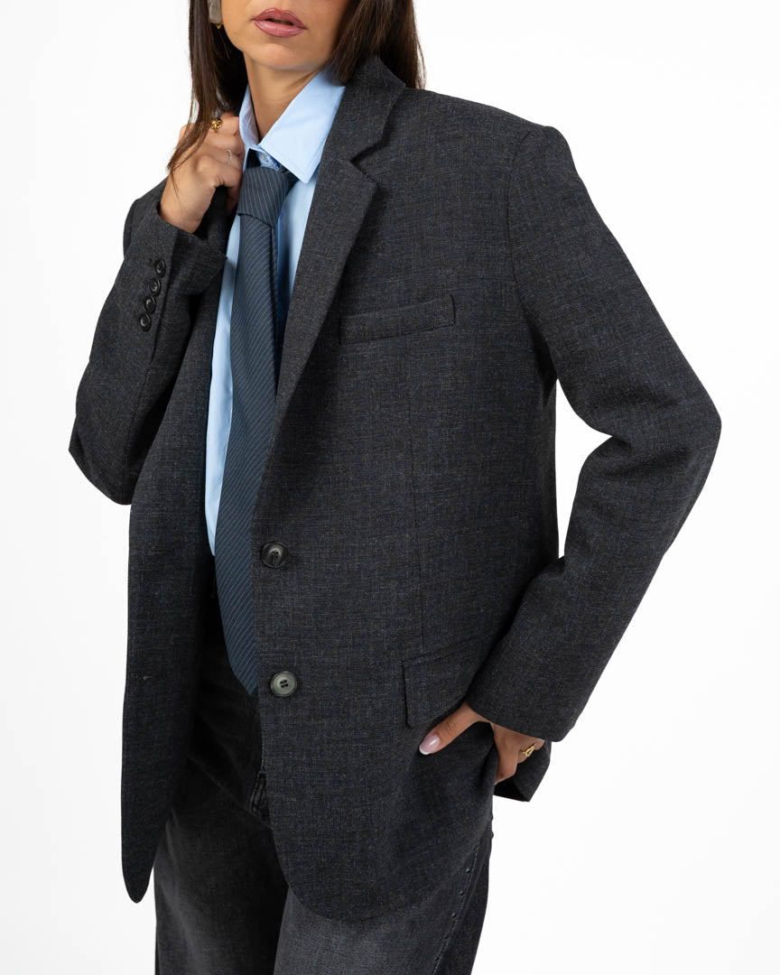 Blazer Oversize Sartoriale Grigio Scuro - Eleh
