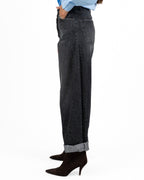Jeans Straight Leg Grigio Scuro / Nero Lavato con Borchie - Souvenir