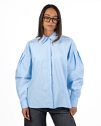 Camicia Azzurra Oversize con Bottoni Nascosti - Souvenir