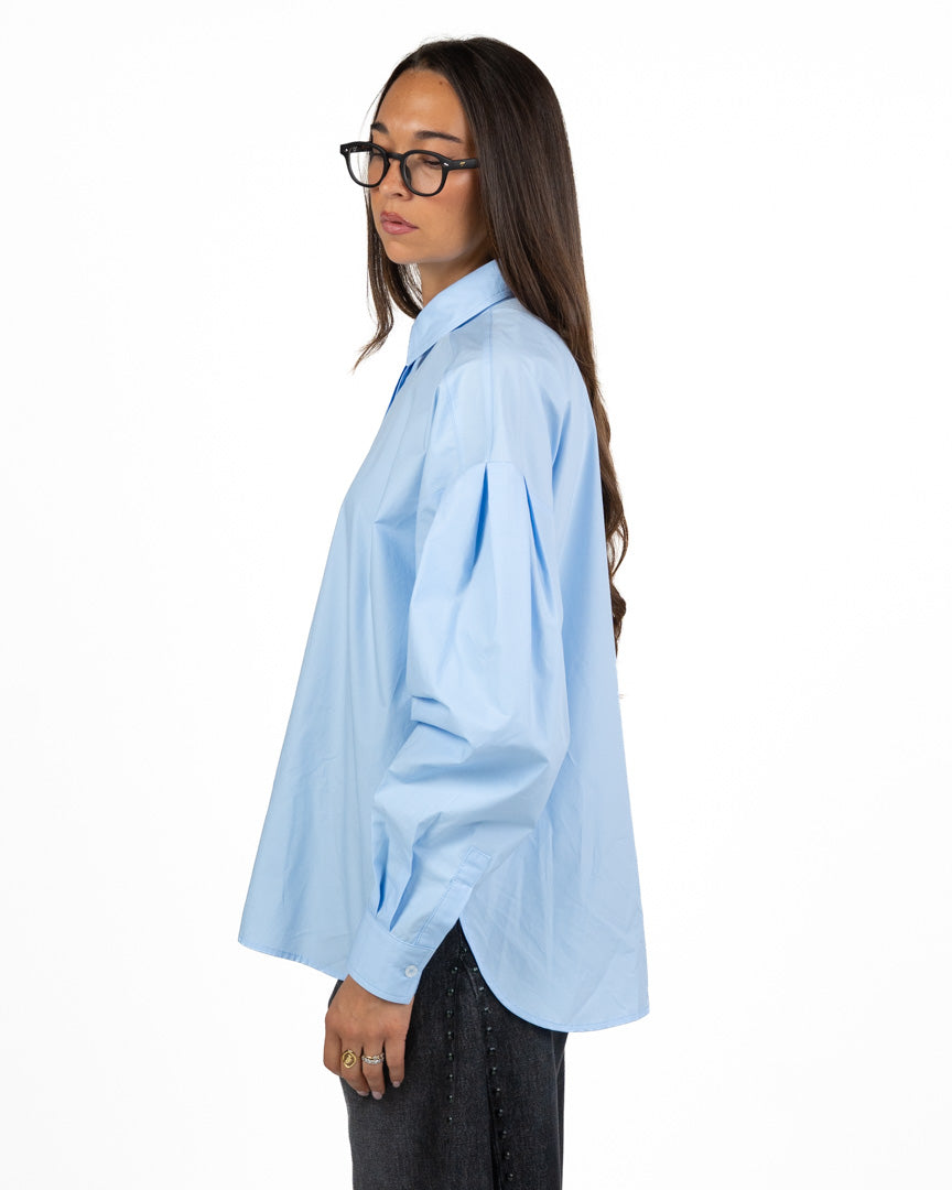 Camicia Azzurra Oversize con Bottoni Nascosti - Souvenir