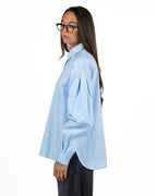 Camicia Azzurra Oversize con Bottoni Nascosti - Souvenir