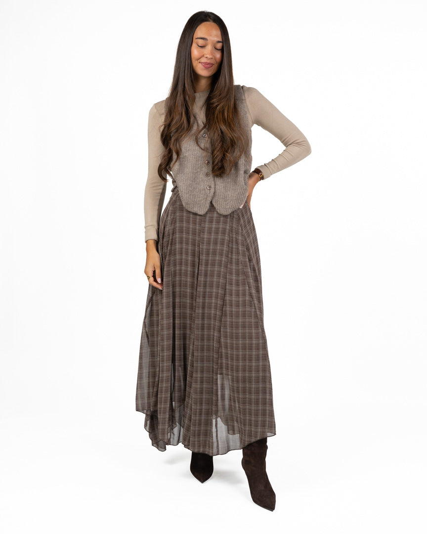 Gilet in Maglia a Costine Tortora - Eleh