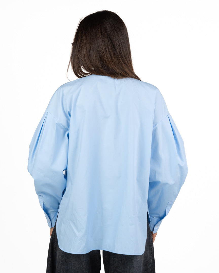 Camicia Azzurra Oversize con Bottoni Nascosti - Souvenir