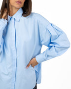 Camicia Azzurra Oversize con Bottoni Nascosti - Souvenir