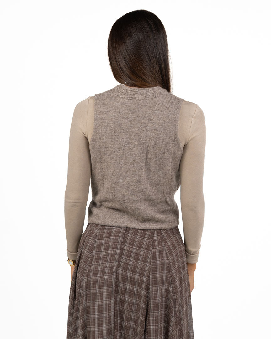 Gilet in Maglia a Costine Tortora - Eleh