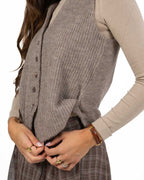Gilet in Maglia a Costine Tortora - Eleh