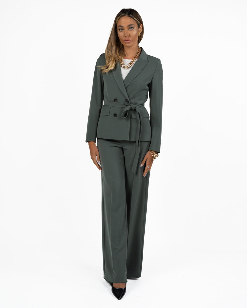 Completo Verde Salvia con Blazer Doppiopetto e Pantaloni Palazzo - Emme Marella