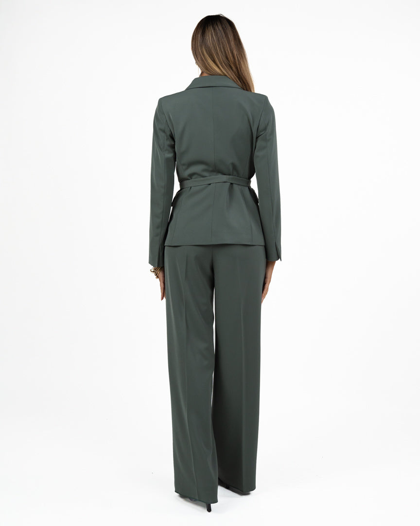 Completo Verde Salvia con Blazer Doppiopetto e Pantaloni Palazzo - Emme Marella