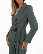 Completo Verde Salvia con Blazer Doppiopetto e Pantaloni Palazzo - Emme Marella