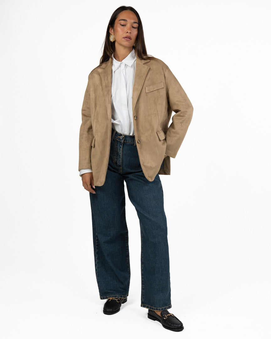 Giacca Blazer Effetto Camoscio Color Cammello - Have One