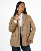 Giacca Blazer Effetto Camoscio Color Cammello - Have One