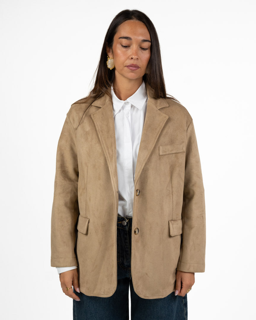 Giacca Blazer Effetto Camoscio Color Cammello - Have One