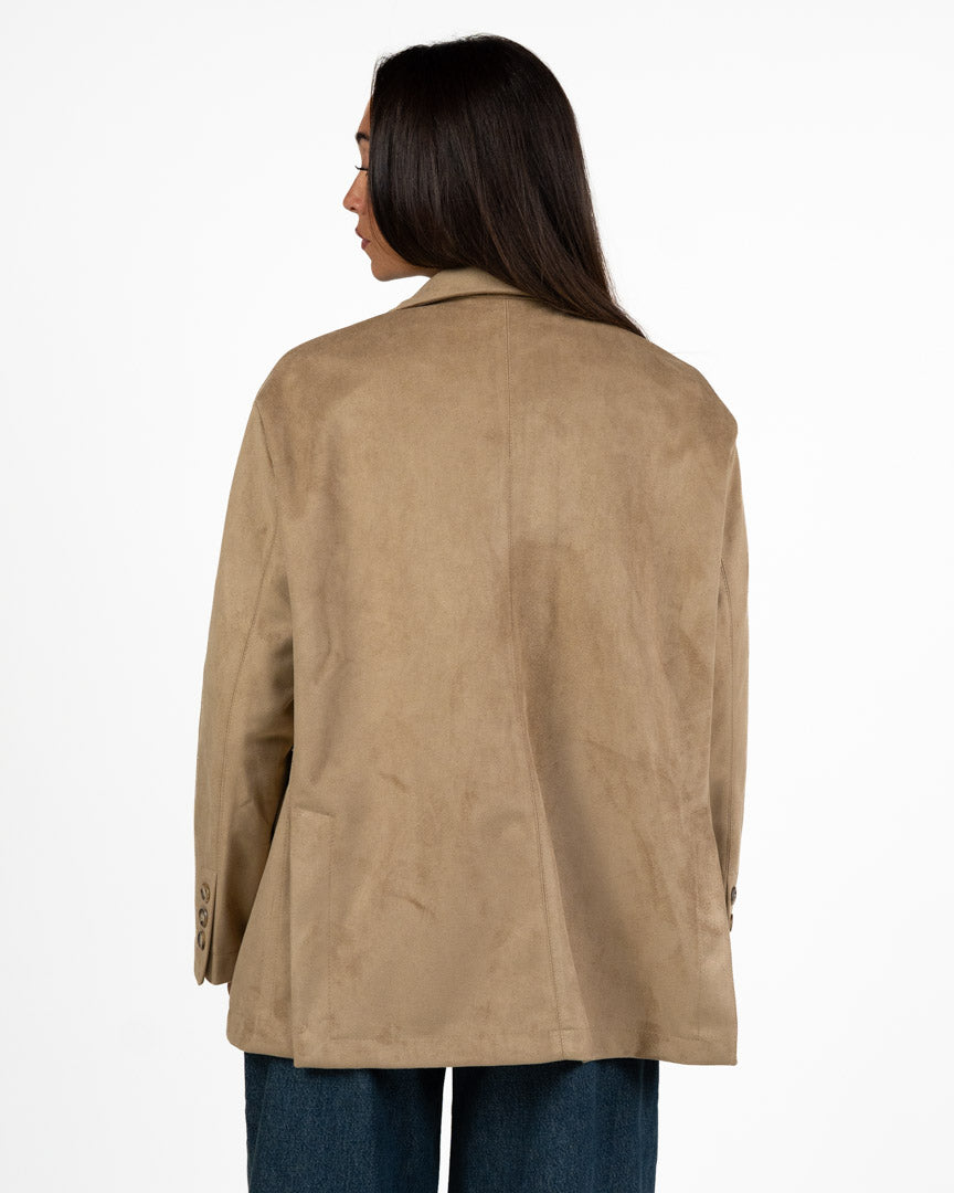 Giacca Blazer Effetto Camoscio Color Cammello - Have One