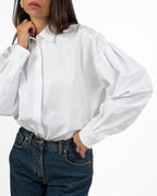 Camicia Bianca Oversize con Bottoni Nascosti - Souvenir