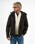 Giacca Barbour Cerata con Cappuccio Foderato in Shearling – Verde Scuro