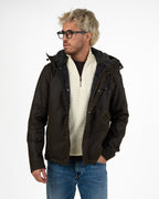 Giacca Barbour Cerata con Cappuccio Foderato in Shearling – Verde Scuro
