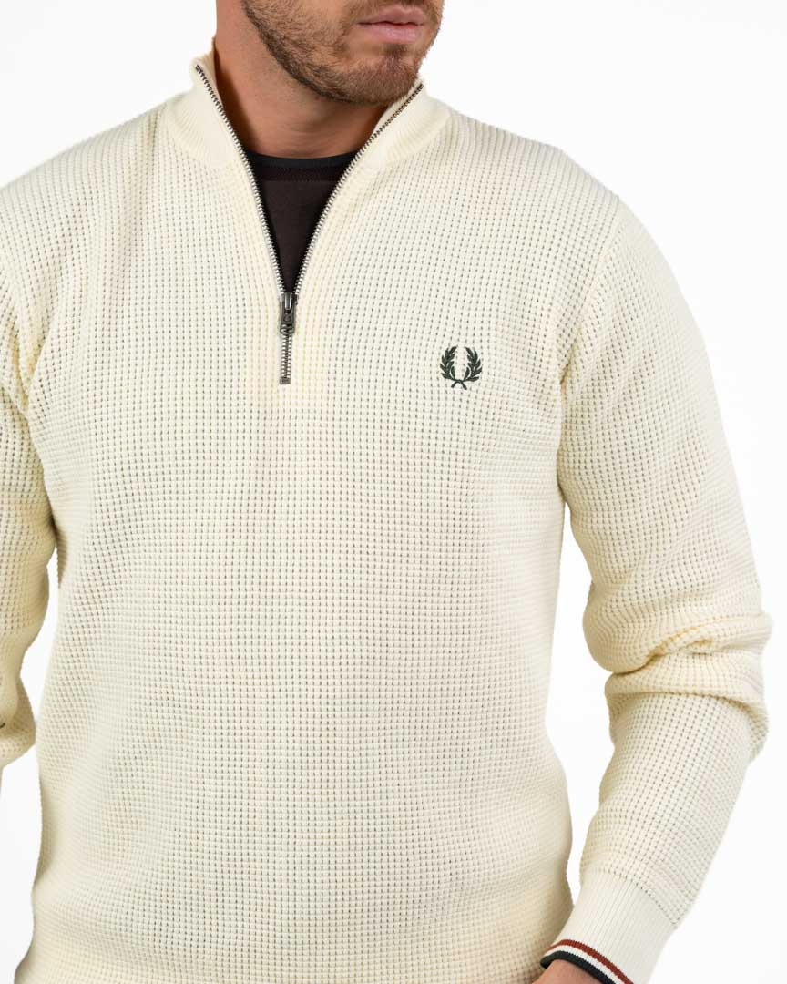 Maglione con Mezza Zip – Panna / Ecru -  Fred Perry