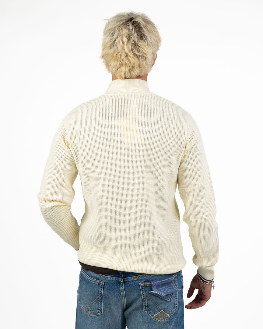 Maglione con Mezza Zip – Panna / Ecru -  Fred Perry