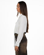Camicia Fluida Bianca con Lavallière e Dettaglio Anello Dorato - Gaudì