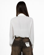 Camicia Fluida Bianca con Lavallière e Dettaglio Anello Dorato - Gaudì