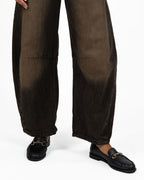 Jeans Wide Leg Lavaggio Dirty Marrone con Cintura Borchiata - Souvenir