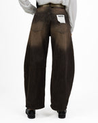 Jeans Wide Leg Lavaggio Dirty Marrone con Cintura Borchiata - Souvenir