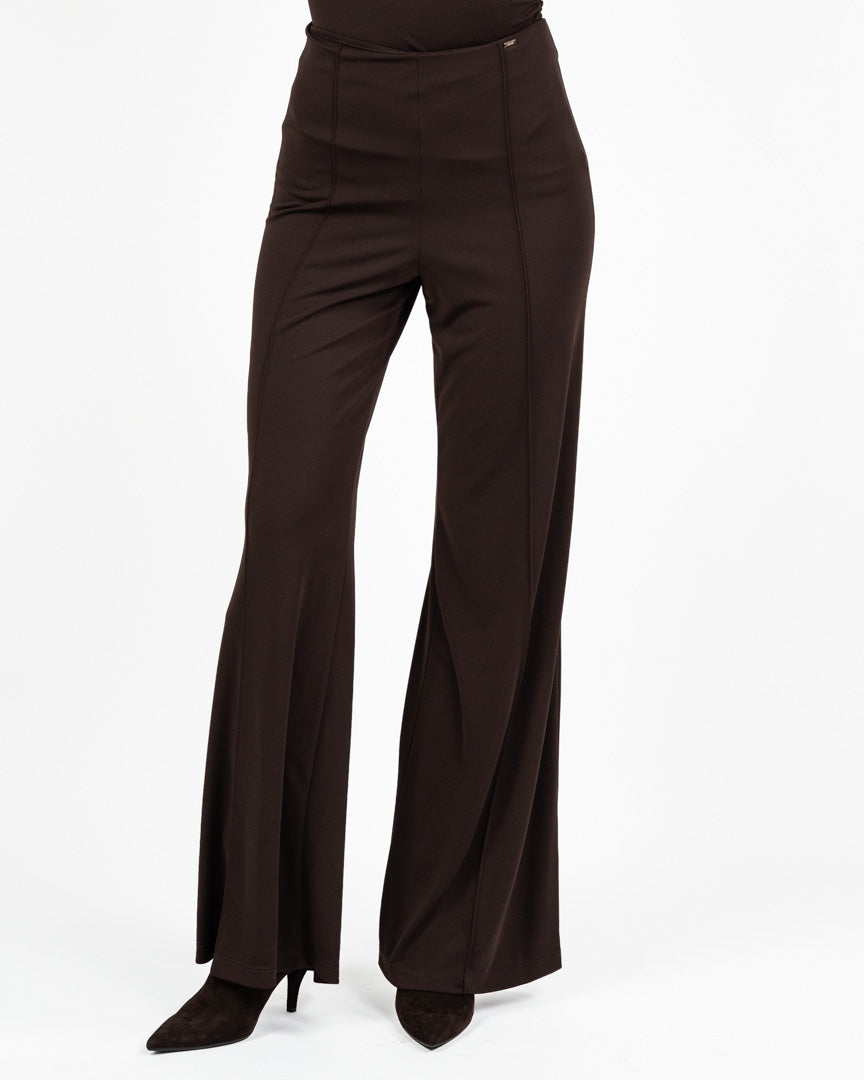 Pantaloni Flare Marrone Cioccolato a Vita Alta - Gaudì