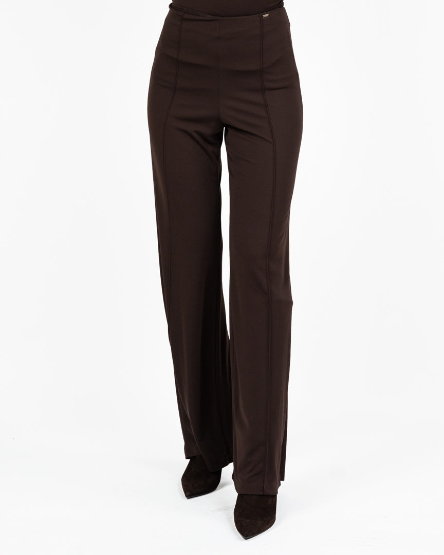 Pantaloni Flare Marrone Cioccolato a Vita Alta - Gaudì