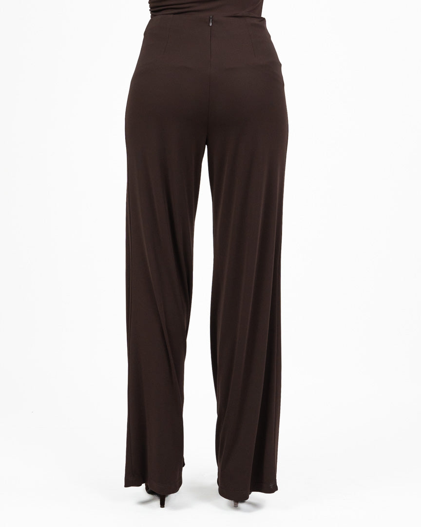 Pantaloni Flare Marrone Cioccolato a Vita Alta - Gaudì