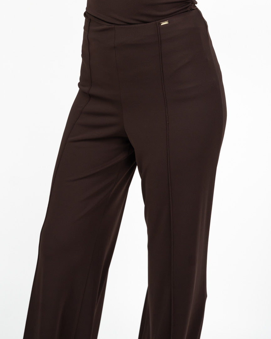 Pantaloni Flare Marrone Cioccolato a Vita Alta - Gaudì