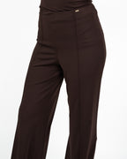 Pantaloni Flare Marrone Cioccolato a Vita Alta - Gaudì