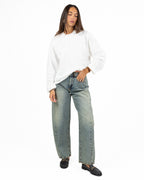 Maglia Oversize Bianca a Maniche Lunghe con Girocollo - ELEH