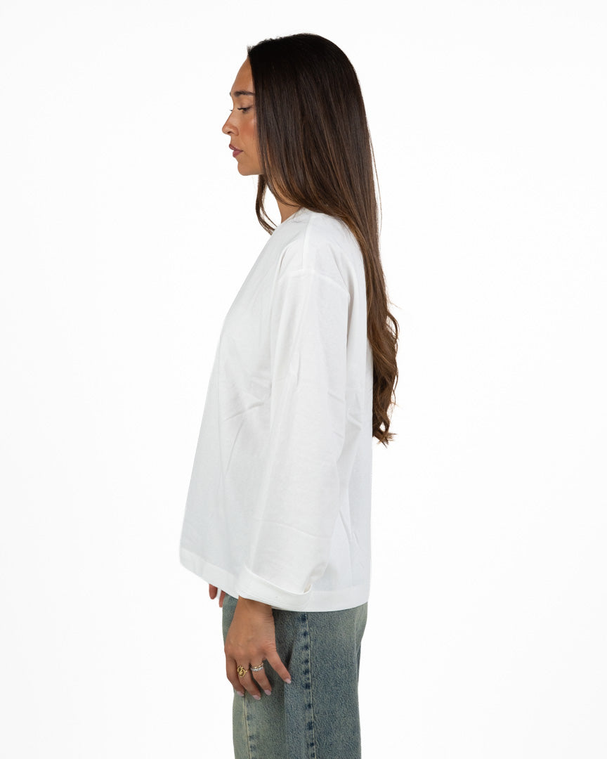 Maglia Oversize Bianca a Maniche Lunghe con Girocollo - ELEH