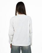 Maglia Oversize Bianca a Maniche Lunghe con Girocollo - ELEH