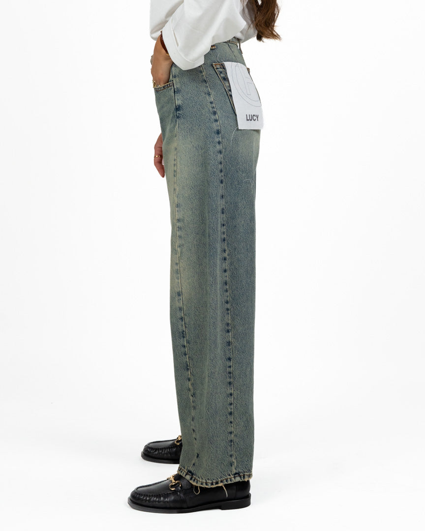 Jeans Straight Leg Denim Medio Acid Wash - Have One