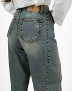 Jeans Straight Leg Denim Medio Acid Wash - Have One