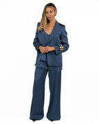 Pantaloni Palazzo in Satin Blu Navy - Marella