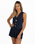 Gilet Sartoriale Blu Notte con Bottoni Gioiello Dorati - Gaudì
