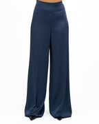 Pantaloni Palazzo in Satin Blu Navy - Marella