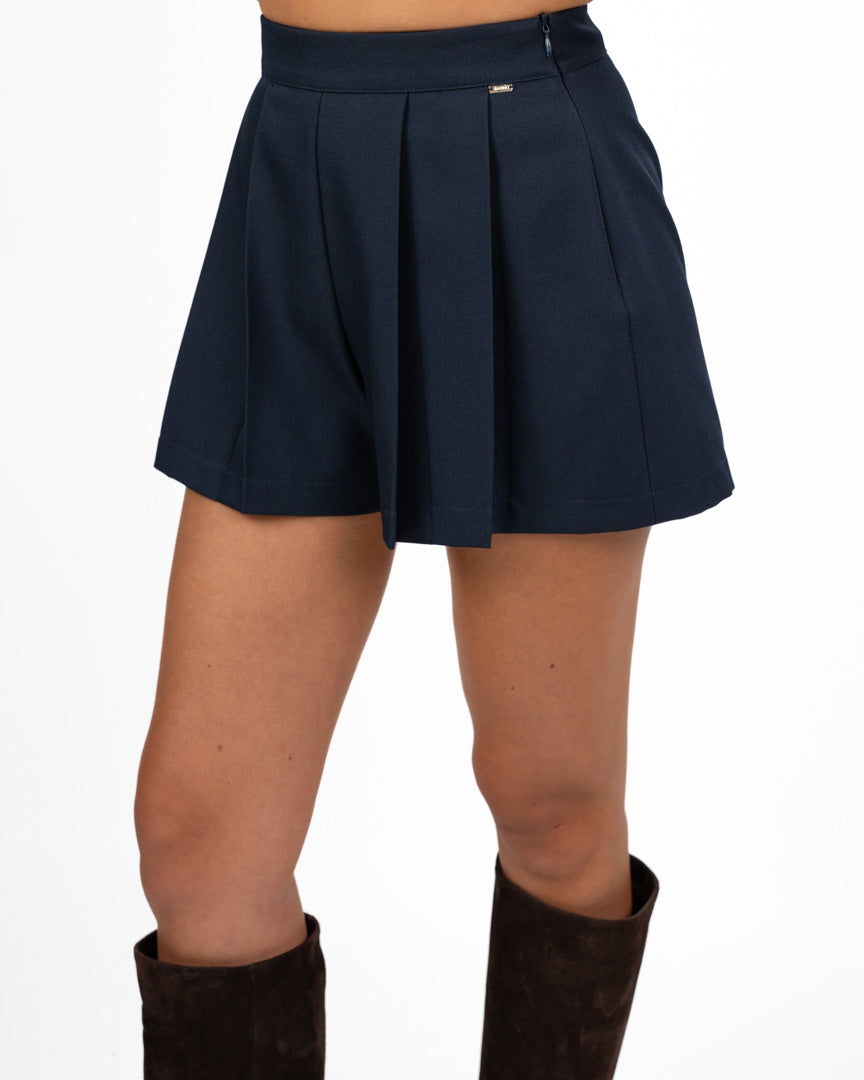 Gonna Pantalone Blu Notte a Pieghe con Vita Alta - Gaudì