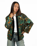 Kimono Bomber con Stampa Floreale e Bordi in Velluto - Wu Side