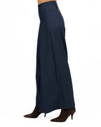 Pantaloni Palazzo Blu Notte a Vita Alta con Maxipieghe - Gaudì