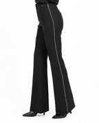 Pantaloni Flare Neri a Vita Alta con Profili Strass - Gaudì
