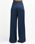 Pantaloni Palazzo in Satin Blu Navy - Marella