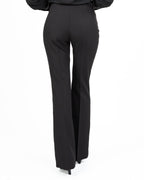 Pantaloni Flare Neri a Vita Alta con Profili Strass - Gaudì