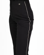 Pantaloni Flare Neri a Vita Alta con Profili Strass - Gaudì
