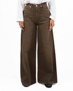 Jeans Wide Leg Marrone Cioccolato a Vita Alta - Roy Roger's