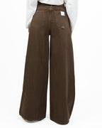 Jeans Wide Leg Marrone Cioccolato a Vita Alta - Roy Roger's