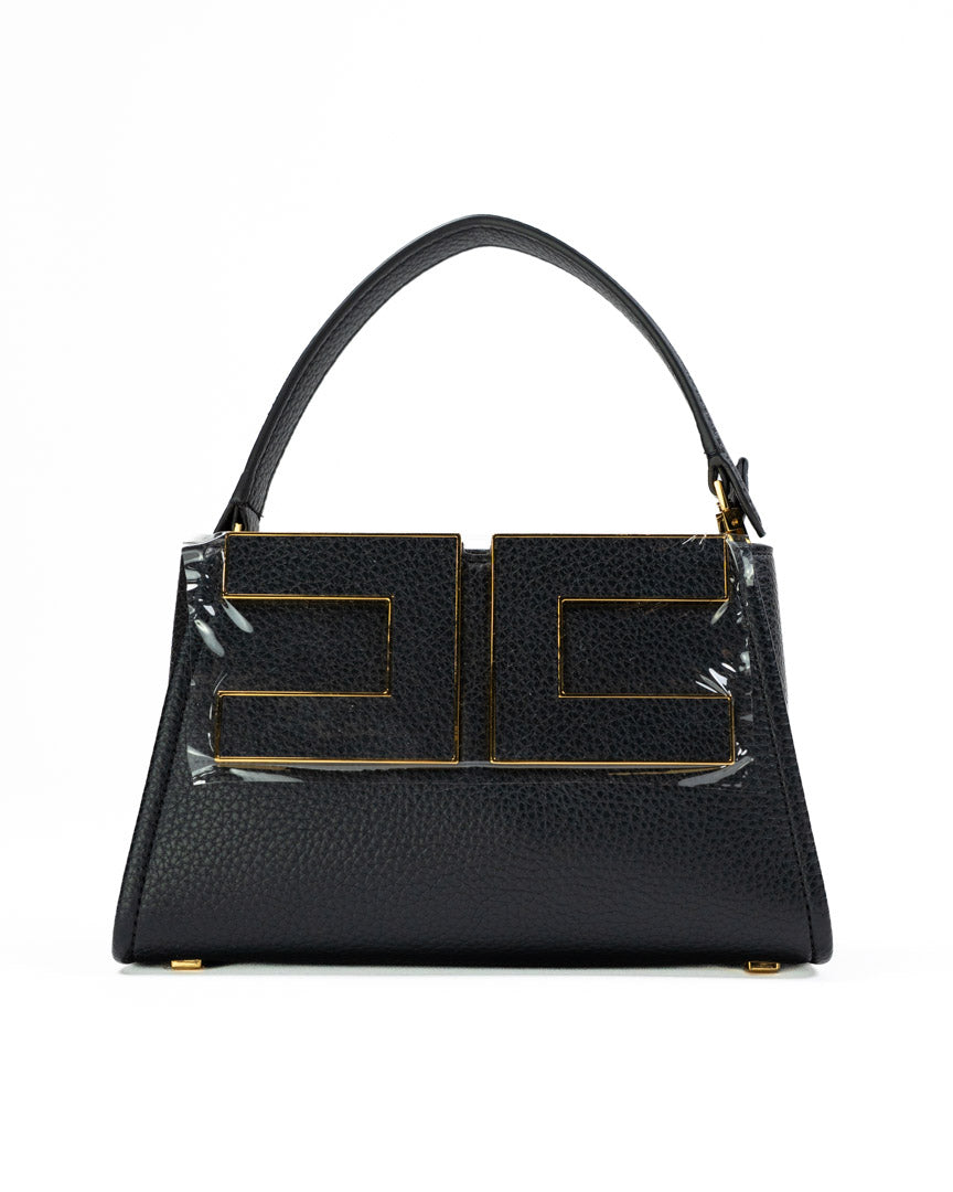 Borsa a Mano  in Pelle Martellata Nera - Elisabetta Franchi