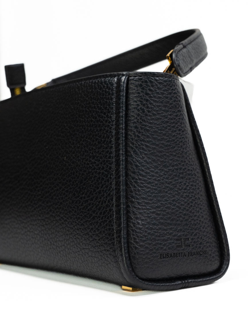 Borsa a Mano  in Pelle Martellata Nera - Elisabetta Franchi